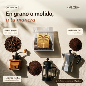 En grano o molido: grano entero, molienda media o fina