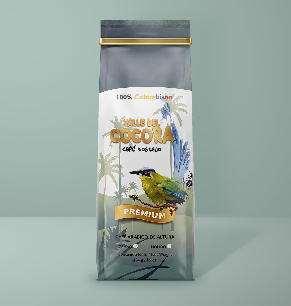 Café Palmas Edición Cocora, bolsa de 454 g, vista frontal
